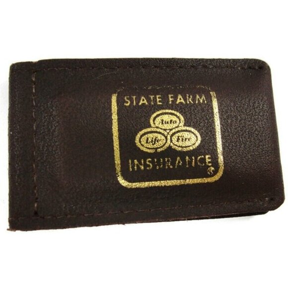 Vintage Leather Money Clip Sate Farm Insurance Men Wallet ID Credit Card Holder - Picture 3 of 8
